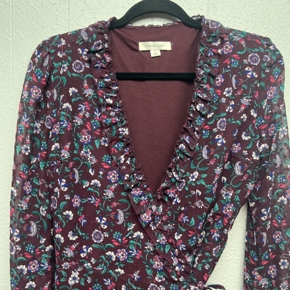 Francesca's Floral Party Event Romantic True Wrap Dress Womens Size Small Lined - Picture 3 of 13